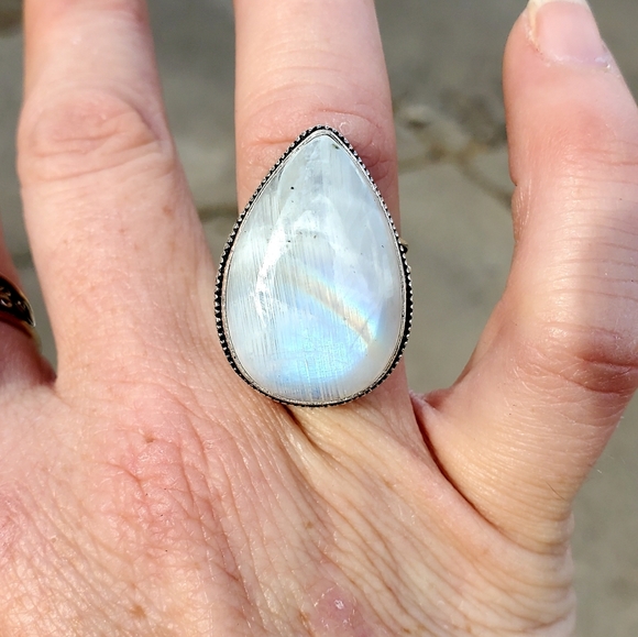 New Amazing Rainbow Moonstone 925 Silver Ring. - Picture 6 of 10
